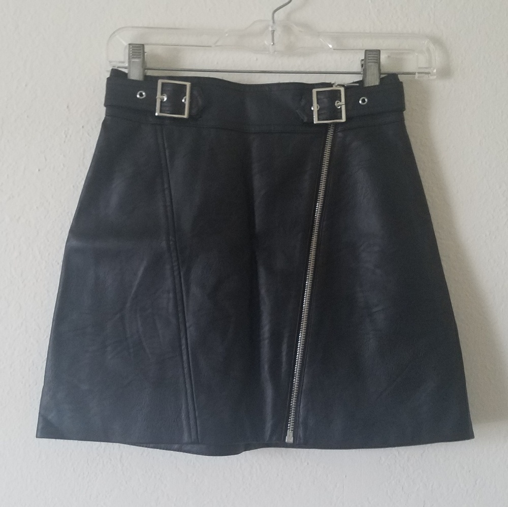 Topshop leather like mini skirt size 2